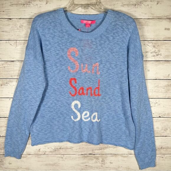 LILLY PULITZER Pippy Sweater Blue Peri Sun Sand Sea Intarsia M NWT $138 - Picture 2 of 9